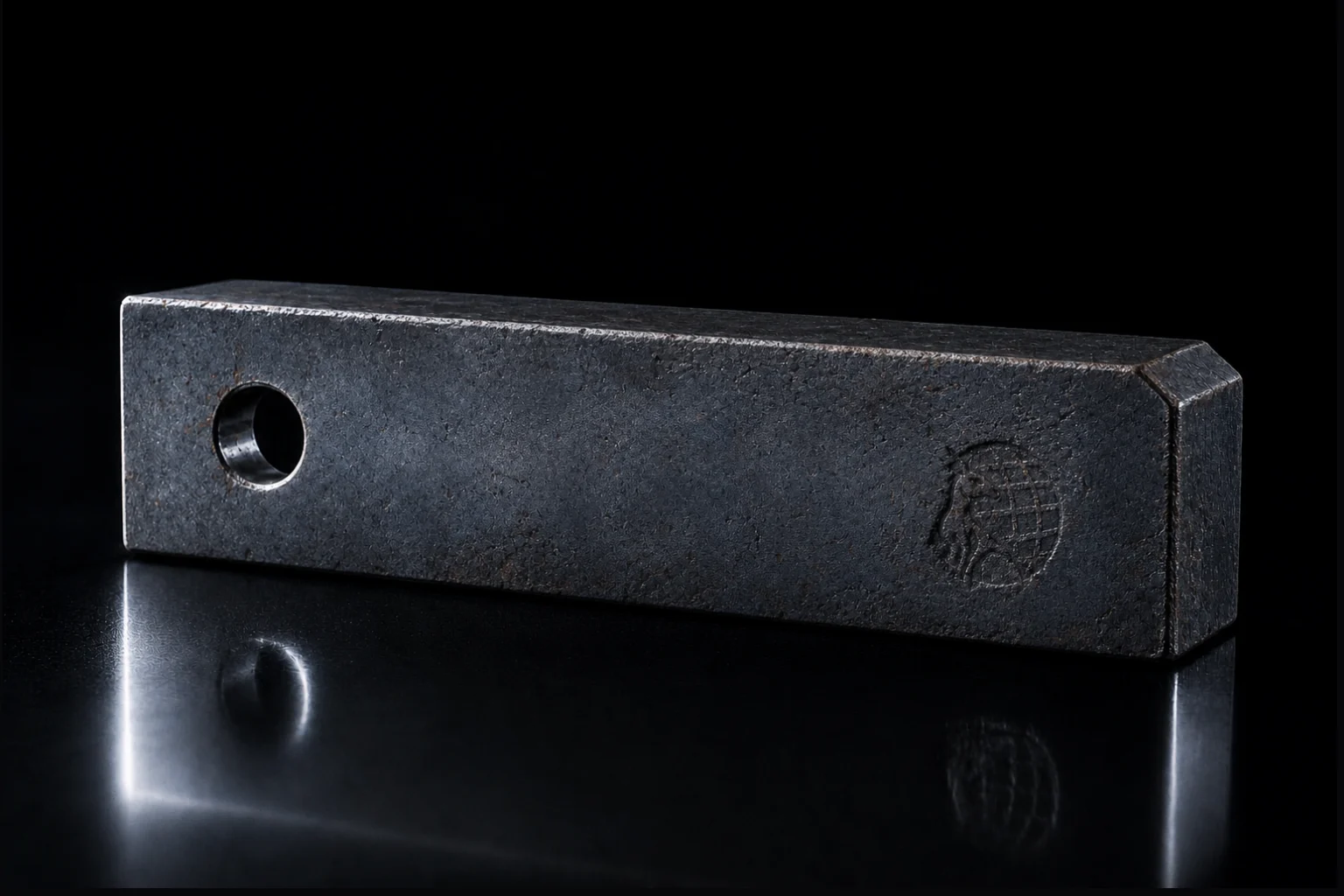 The raw billet: rough mill scale, oxidised, unworked