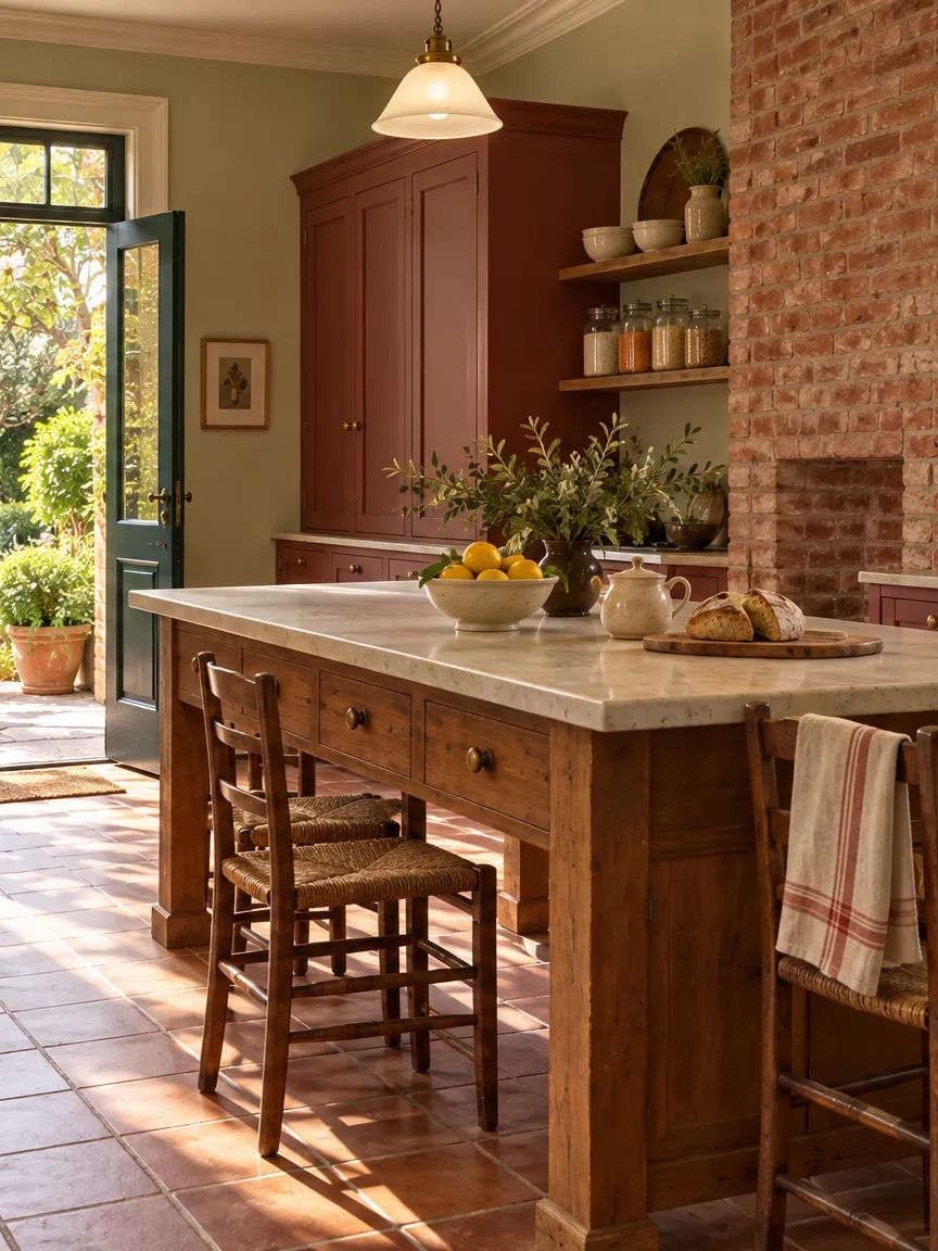The kitchen bench with a bowl of lemons