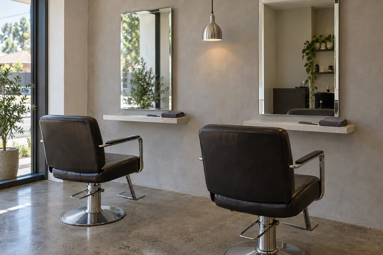 The two chairs and their mirrors before you sit down